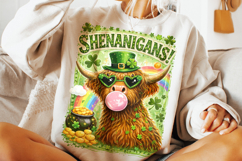Shenanigans Highland Cow St Patrick's Day PNG, Lucky Day PNG Product Image 5
