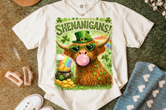 Shenanigans Highland Cow St Patrick's Day PNG, Lucky Day PNG Product Image 6