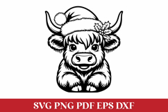 Christmas Highland Cow with Santa Hat Product Image 1