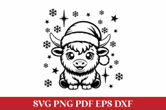 Christmas Highland Cow with Snowflakes Product Image 1