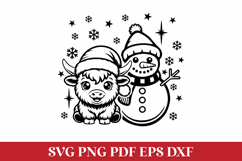 Christmas Highland Cow with Snowman Product Image 1