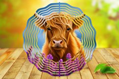 Highland Cow-10&quot; Wind Spinner Sublimation- PNG Design Product Image 1