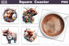 Farm Animals Square Coaster | Animals Flowers Coaster Product Image 6
