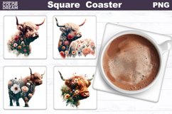 Farm Animals Square Coaster | Animals Flowers Coaster Product Image 8
