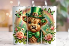 St Patrick&#039;s Day Highland Cow Tumbler Wrap, Cow Tumbler PNG Product Image 1