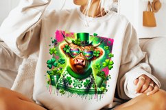 St Patrick&#039;s Day Highland Cow PNG, Lucky Day PNG, Shamrock Product Image 2