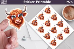 Highland Cow Glasses Sticker | Cute Animal Sticker Product Image 1
