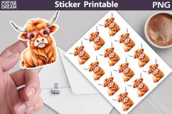 Highland Glasses Cow Sticker | Cute Animal Sticker Product Image 1