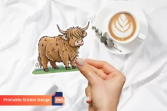 Highland Cow Sticker, Highland Cow Art, Animal Sticker Product Image 1