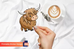 Highland Cow Sticker, Highland Cow Art, Animal Sticker Product Image 1