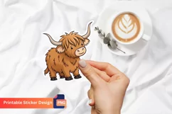 Highland Cow Sticker, Farm Animal Art, Cattle Sticker Product Image 1