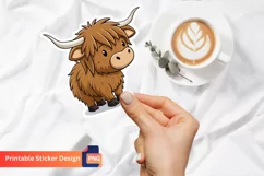 Highland Cow Sticker, Highland Cow Art, Animal Sticker Product Image 1