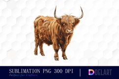 Highland Cow Watercolor Clipart Product Image 1