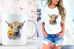 Highland Cow Sublimation Png | Sunflower Highland Cow Png 
