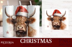 Highland Cow  sublimation design being used as a Christmas 20oz Tumbler wrap Sublimation print