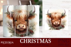 Highland Cow  sublimation design being used as a Christmas 20oz Tumbler wrap Sublimation print
