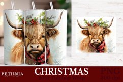 Highland Cow  sublimation design being used as a Christmas 20oz Tumbler wrap Sublimation print