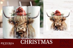 Highland Cow  sublimation design being used as a Christmas 20oz Tumbler wrap Sublimation print