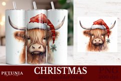 Highland Cow  sublimation design being used as a Christmas 20oz Tumbler wrap Sublimation print