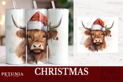 Highland Cow  sublimation design being used as a Christmas 20oz Tumbler wrap Sublimation print