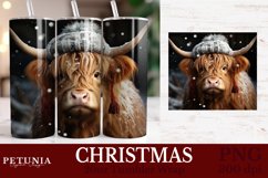 Highland Cow  sublimation design being used as a Christmas 20oz Tumbler wrap Sublimation print