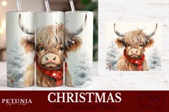 Highland Cow  sublimation design being used as a Christmas 20oz Tumbler wrap Sublimation print