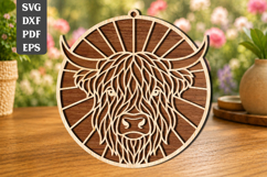 Highland Cow Suncatcher Laser Cut SVG Product Image 1