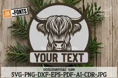 Highland Cow Name Sign SVG | Laser Cut File, Wood Sign Svg Product Image 1