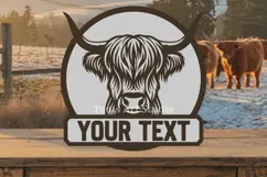 Highland Cow Name Sign SVG | Laser Cut File, Wood Sign Svg Product Image 2