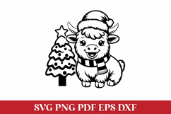 Christmas Highland Cow with Christmas Tree Product Image 1
