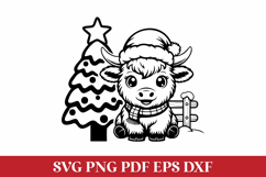 Christmas Highland Cow with Christmas Tree Product Image 1