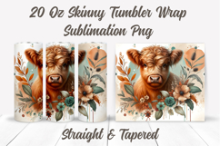 Floral Highland Cow Tumbler Wrap, Cute Highland Cow Tumbler Product Image 2