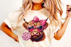 Valentine's Day Highland Cow PNG, Valentines Day Sublimation Product Image 2