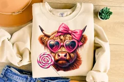 Valentine's Day Highland Cow PNG, Valentines Day Sublimation Product Image 3