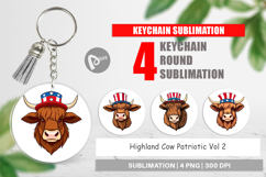 Keychain Highland Cow Patriotic Product Image 1