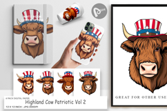 Digital Paper Highland Cow Patriotic Product Image 1