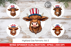 Wind Spinner Highland Cow Patriotic Product Image 1