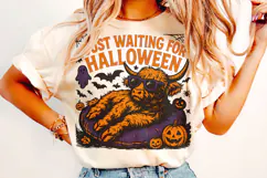 Just Waiting For Halloween PNG, Summer Halloween PNG, Cow Product Image 2