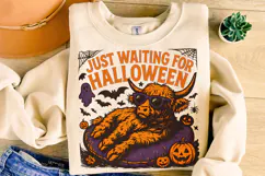 Just Waiting For Halloween PNG, Summer Halloween PNG, Cow Product Image 1