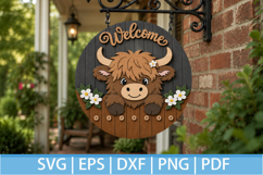 Highland Cow SVG Welcome Sign | Layered Laser Cut File Product Image 1