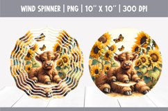 HIghland Cow Flowers Wind Spinner Sublimation | Sunflowers Product Image 1