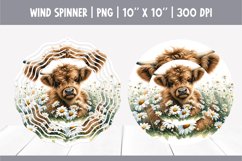 HIghland Cow Flowers Wind Spinner Sublimation Design | Daisy Product Image 1
