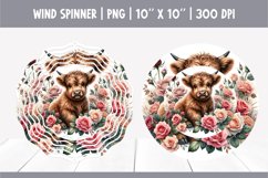 HIghland Cow Flowers Wind Spinner Sublimation Design | Roses Product Image 1