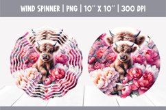 HIghland Cow Flowers Wind Spinner Sublimation Design | Peony Product Image 1