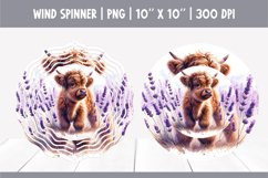 HIghland Cow Flowers Wind Spinner Sublimation | lavander Product Image 1