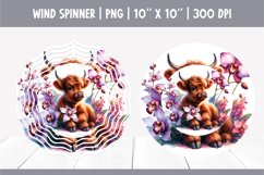 HIghland Cow Flowers Wind Spinner Sublimation design| orchid Product Image 1