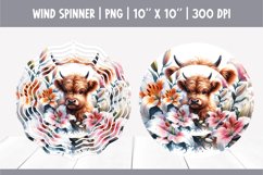 HIghland Cow Flowers Wind Spinner Sublimation design | lily Product Image 1