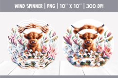 HIghland Cow Flowers Wind Spinner Sublimation design | lily Product Image 1
