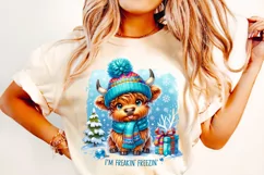I'm Freaking Freezing PNG, Winter Highland Cow, Cozy Season Product Image 2