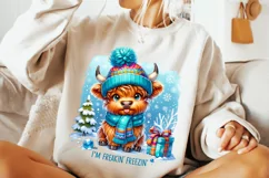 I'm Freaking Freezing PNG, Winter Highland Cow, Cozy Season Product Image 3